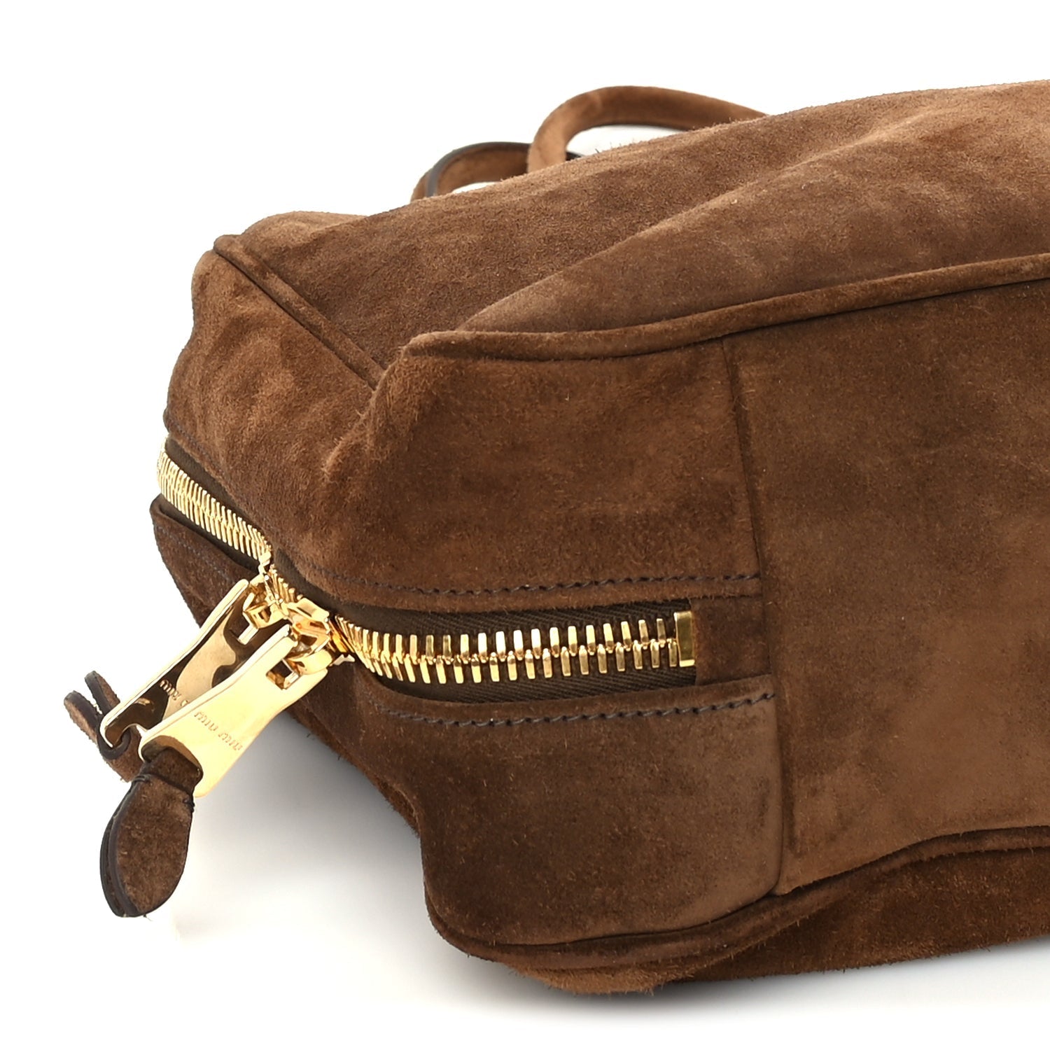 Miu Miu Camoscio Beau Top Handle Bag Cocoa Brown