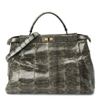 Fendi Snakeskin Large Peekaboo Iconic Satchel Green