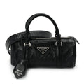 Prada Nappa Antique Re-Edition 2002 Barrel Shoulder Bag  Black