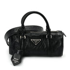 Prada Nappa Antique Re-Edition 2002 Barrel Shoulder Bag  Black