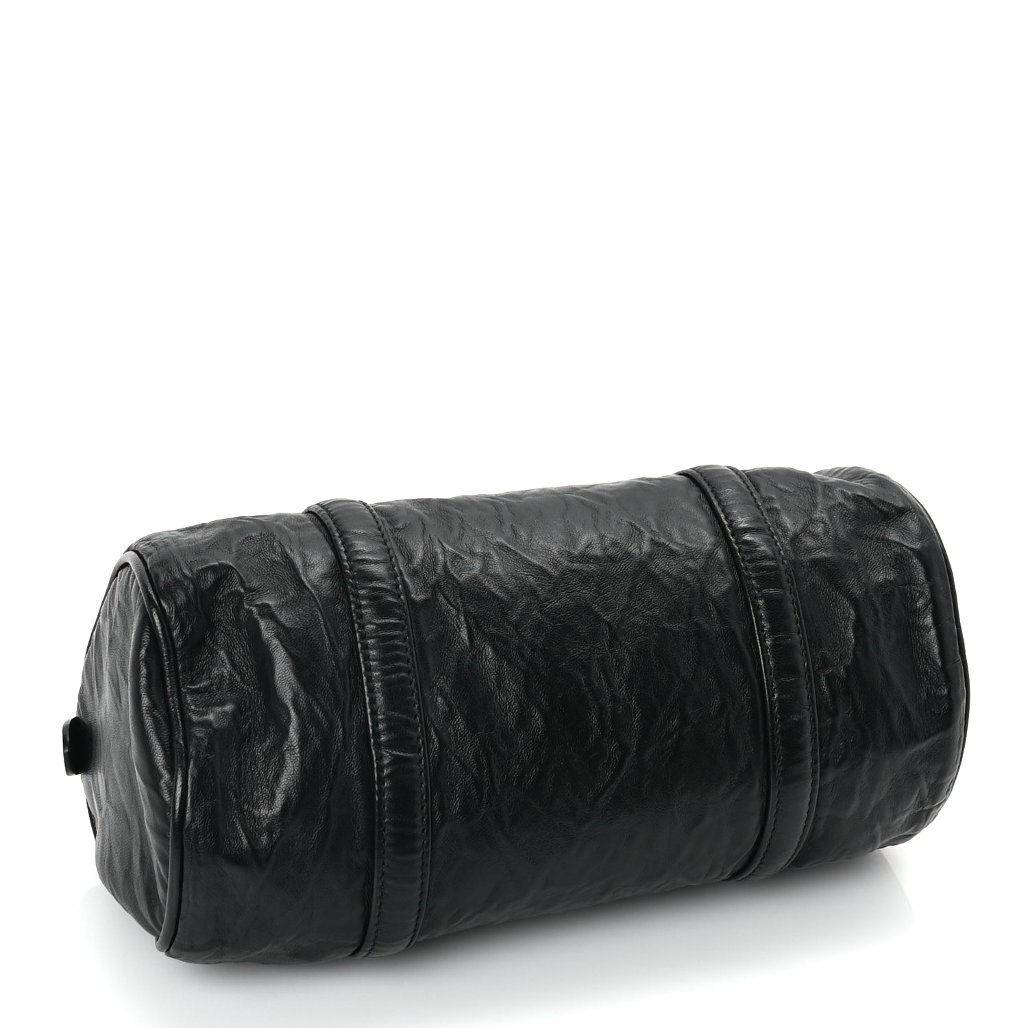 Prada Nappa Antique Re-Edition 2002 Barrel Shoulder Bag  Black