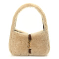 Saint Laurent Shearling Le 5 A 7 Mini Hobo Natural Beige