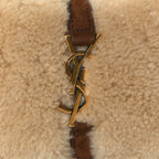 Saint Laurent Shearling Le 5 A 7 Mini Hobo Natural Beige
