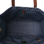 Fendi Denim Vitello King F is Fendi FF Embroidered Summer Tote Myrtle Dark Nut
