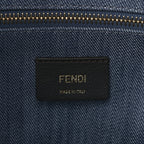 Fendi Denim Vitello King F is Fendi FF Embroidered Summer Tote Myrtle Dark Nut