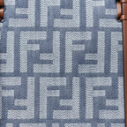 Fendi Denim Vitello King F is Fendi FF Embroidered Summer Tote Myrtle Dark Nut