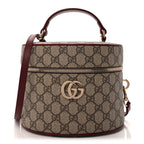 Gucci GG Supreme Monogram Ancora Calfskin Vanity Cosmetic Case  Beige Ebony Rosso