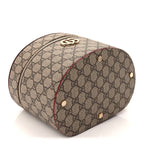 Gucci GG Supreme Monogram Ancora Calfskin Vanity Cosmetic Case  Beige Ebony Rosso