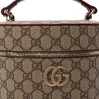 Gucci GG Supreme Monogram Ancora Calfskin Vanity Cosmetic Case  Beige Ebony Rosso