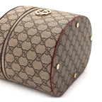 Gucci GG Supreme Monogram Ancora Calfskin Vanity Cosmetic Case  Beige Ebony Rosso