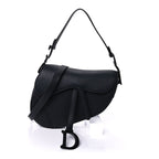Christian Dior Ultra Matte Calfskin Saddle Bag With Strap  Black