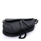 Christian Dior Ultra Matte Calfskin Saddle Bag With Strap  Black