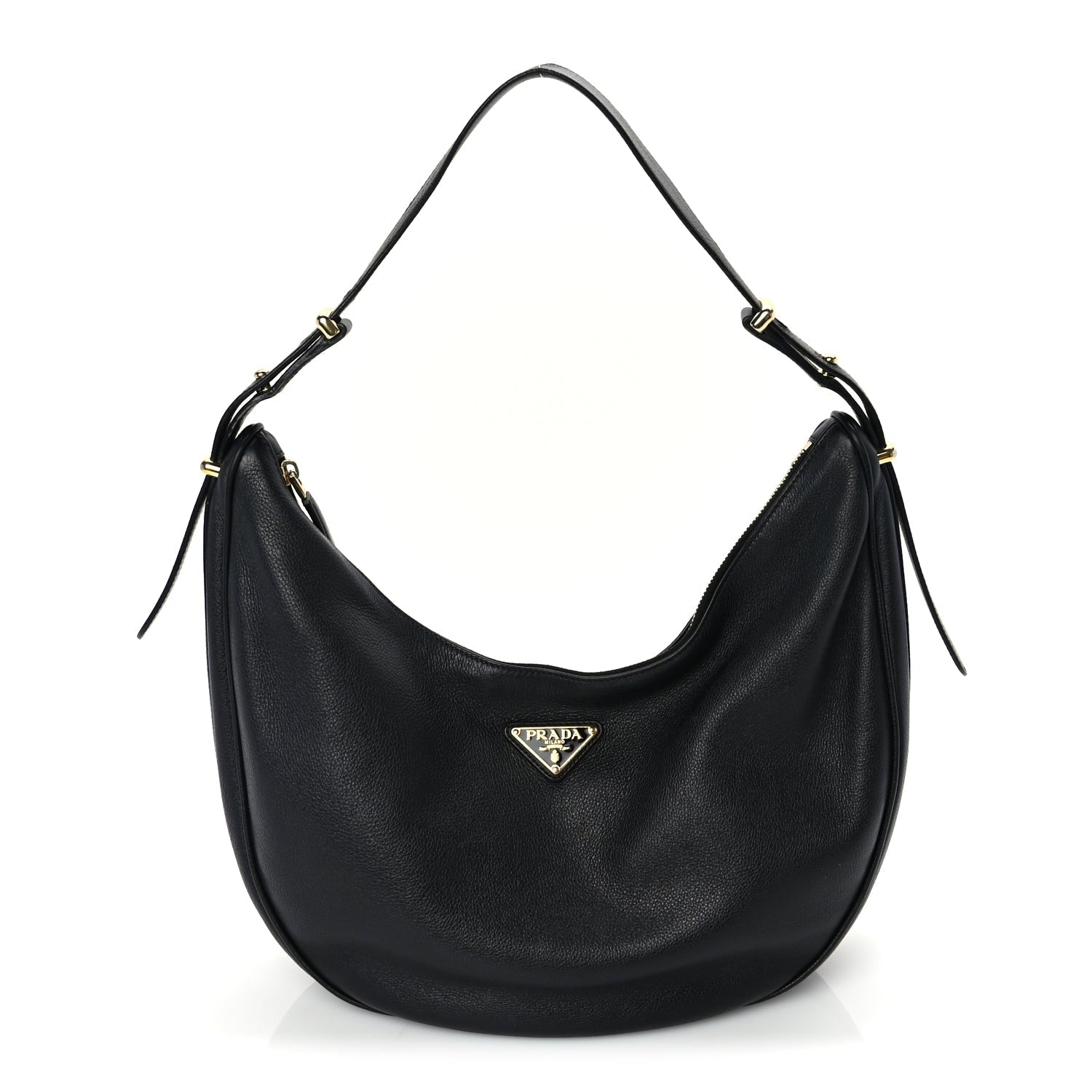 Prada Soft Calfskin Arque Shoulder Bag  Black