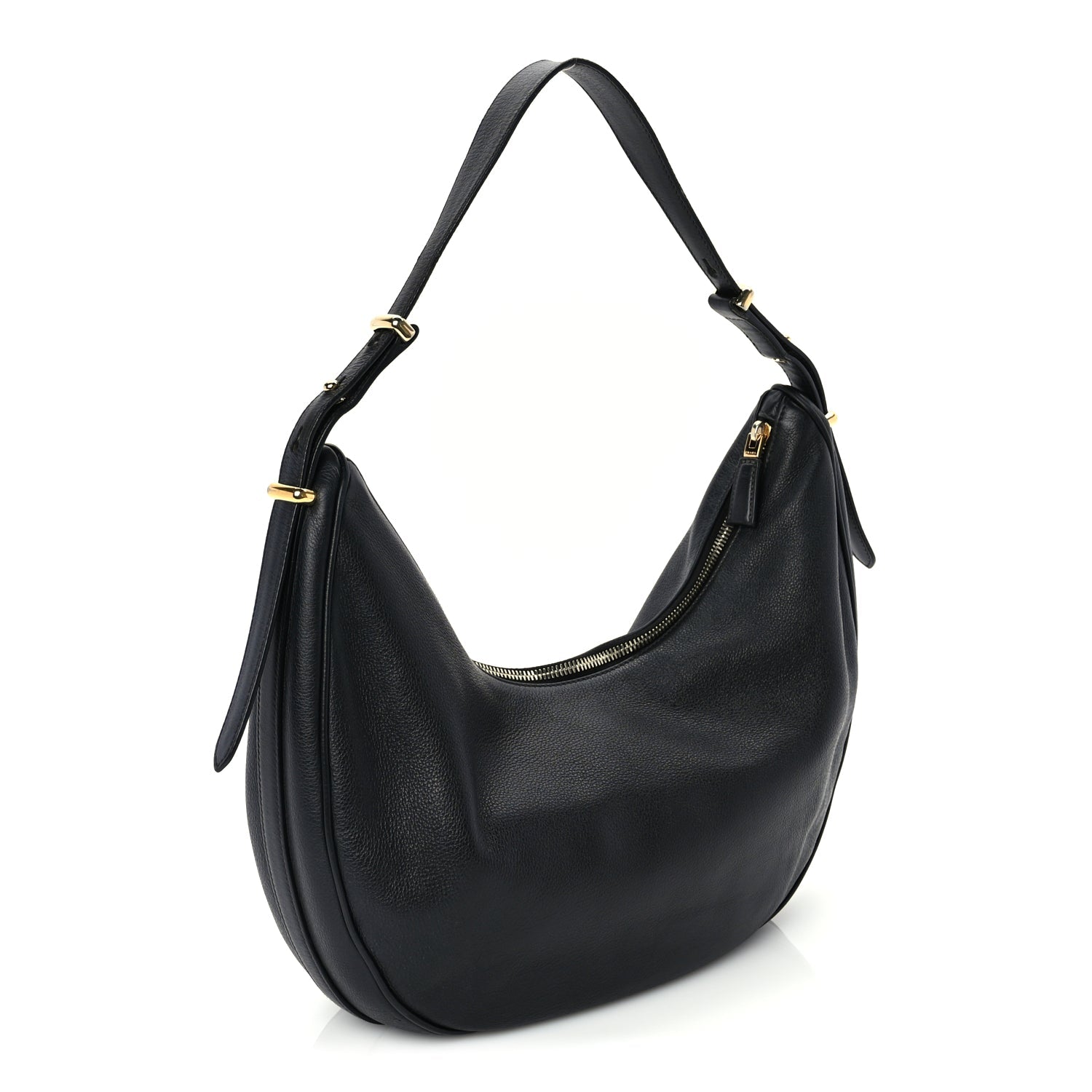 Prada Soft Calfskin Arque Shoulder Bag  Black