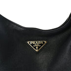 Prada Soft Calfskin Arque Shoulder Bag  Black