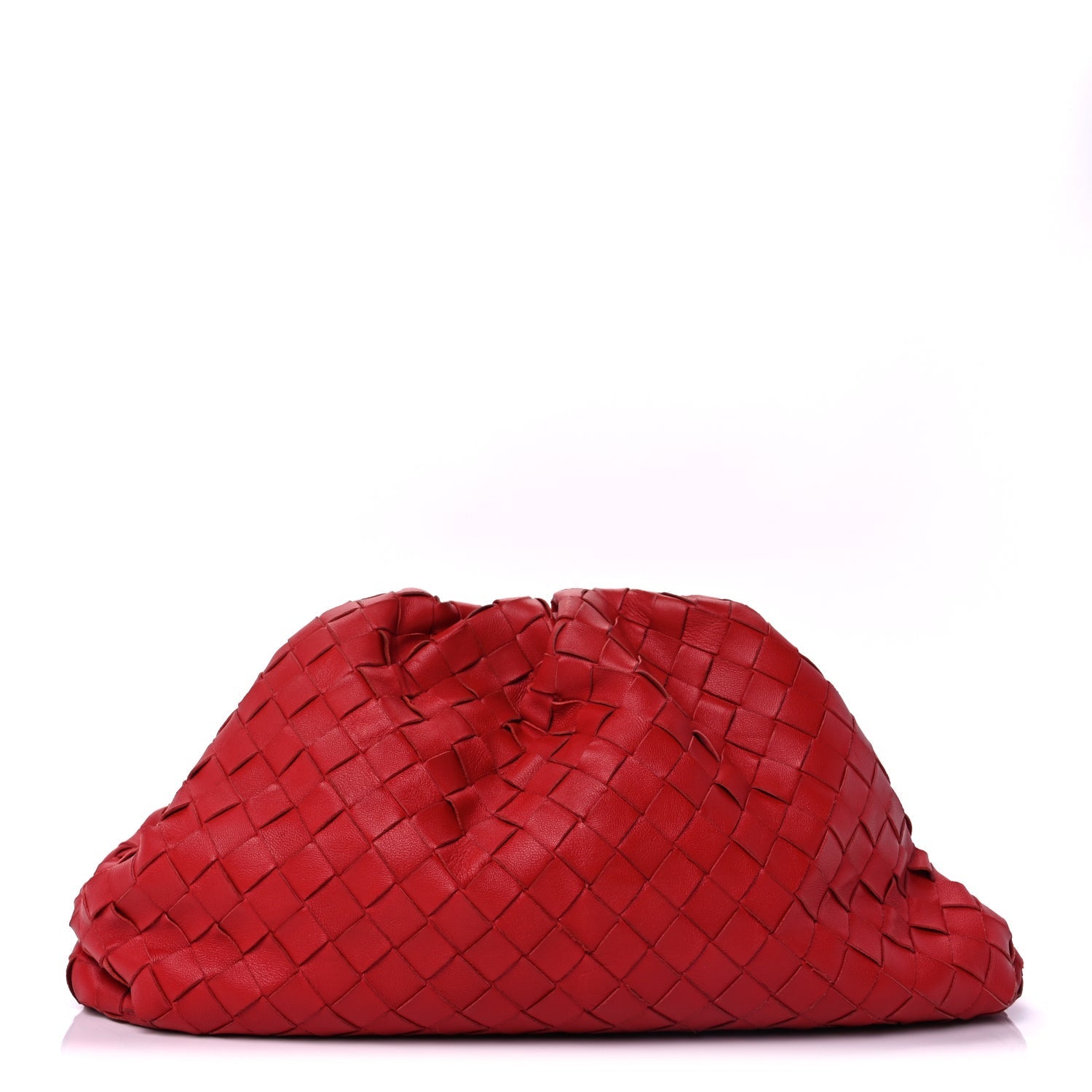 Bottega Veneta Nappa Maxi Intrecciato The Pouch Oversized Clutch Bright Red