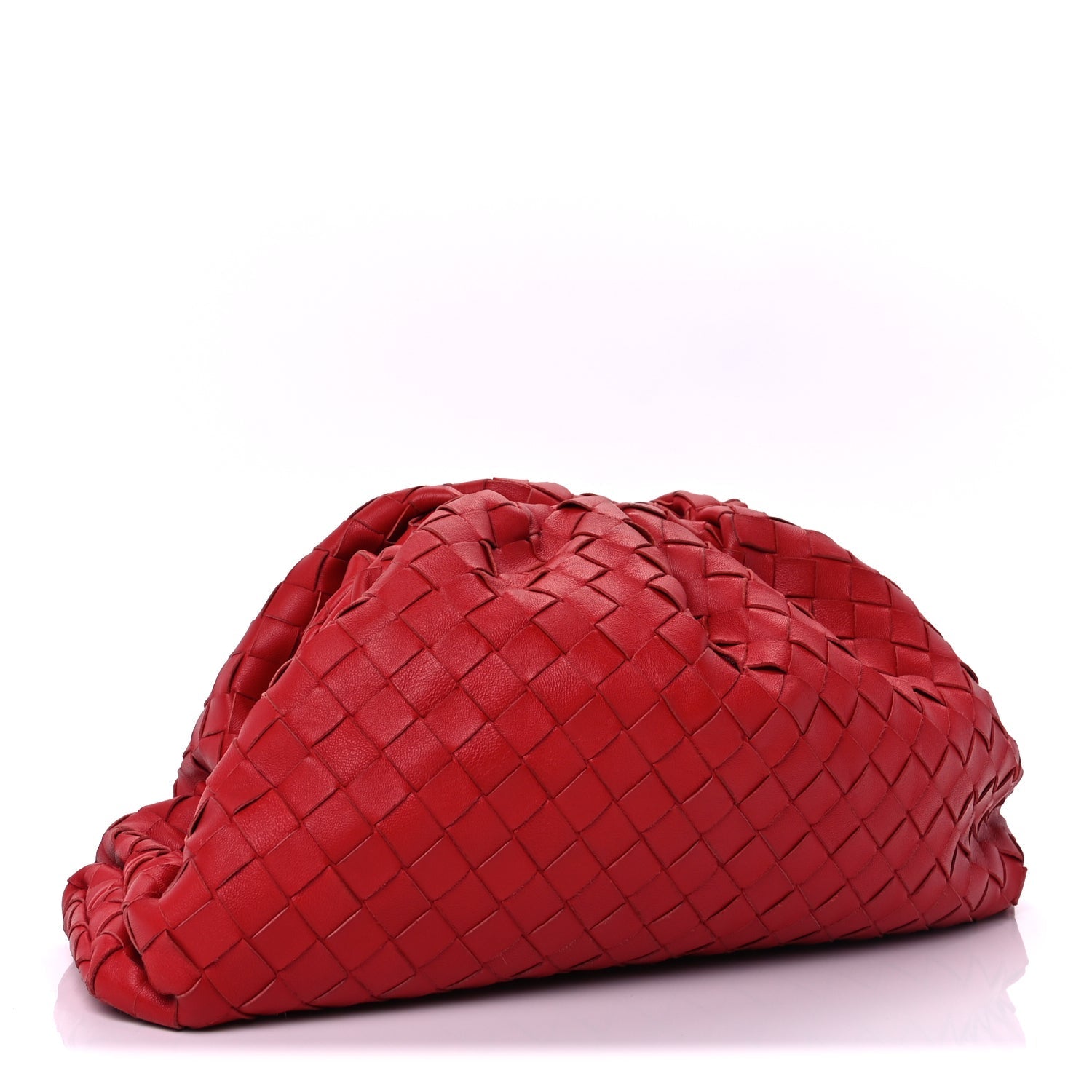 Bottega Veneta Nappa Maxi Intrecciato The Pouch Oversized Clutch Bright Red
