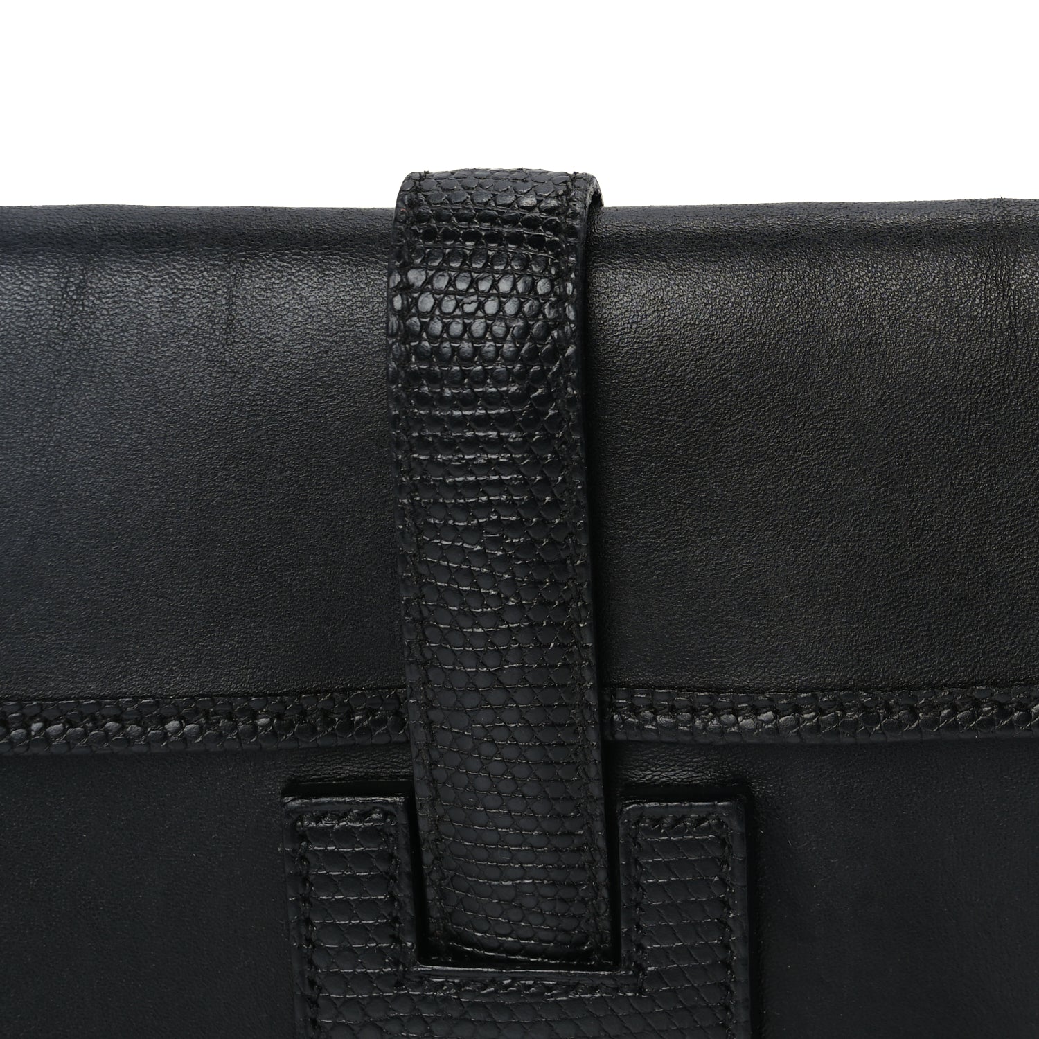 Hermes Swift Lizard Varanus Niloticus Jige Elan Touch 29 Clutch  Black