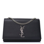 Saint Laurent Grain De Poudre Medium Classic Monogram Kate Satchel Fog
