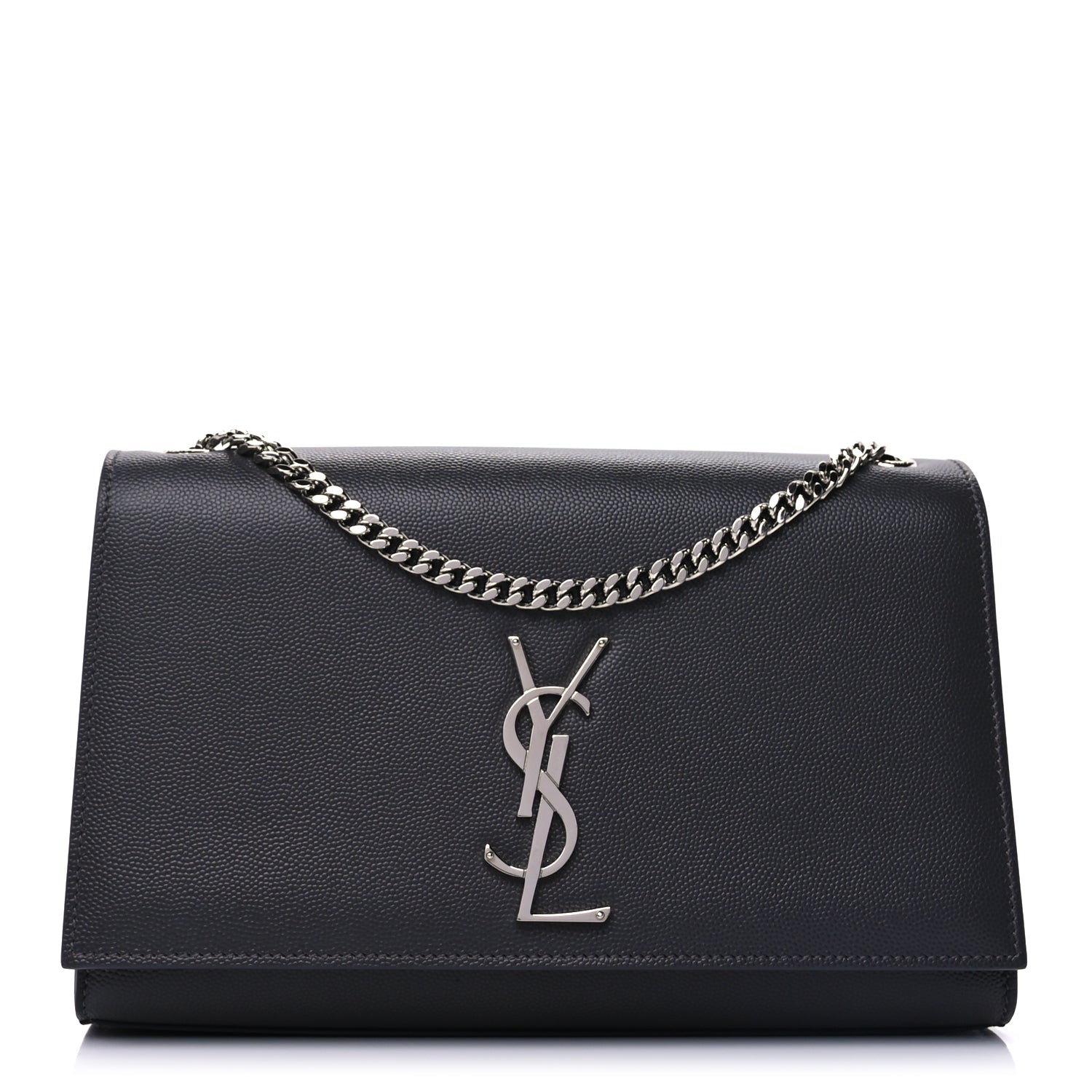 Saint Laurent Grain De Poudre Medium Classic Monogram Kate Satchel Fog