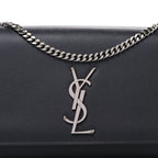 Saint Laurent Grain De Poudre Medium Classic Monogram Kate Satchel Fog