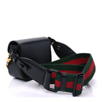 Gucci Azalea Calfskin Web Monochrome Horsebit 1955 Wallet On Strap  Black