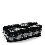 Chanel Tweed Shearling Large Flap Bag Blue Black