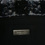 Chanel Tweed Shearling Large Flap Bag Blue Black