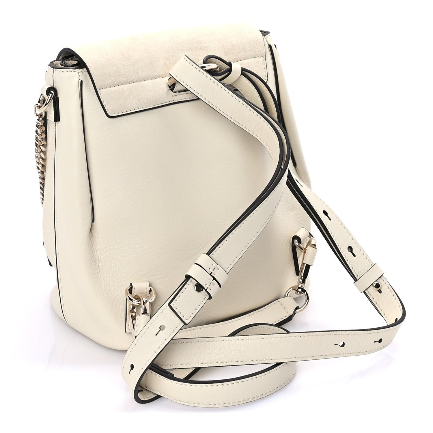 Chloe Suede Calfskin Small Faye Backpack  Off White