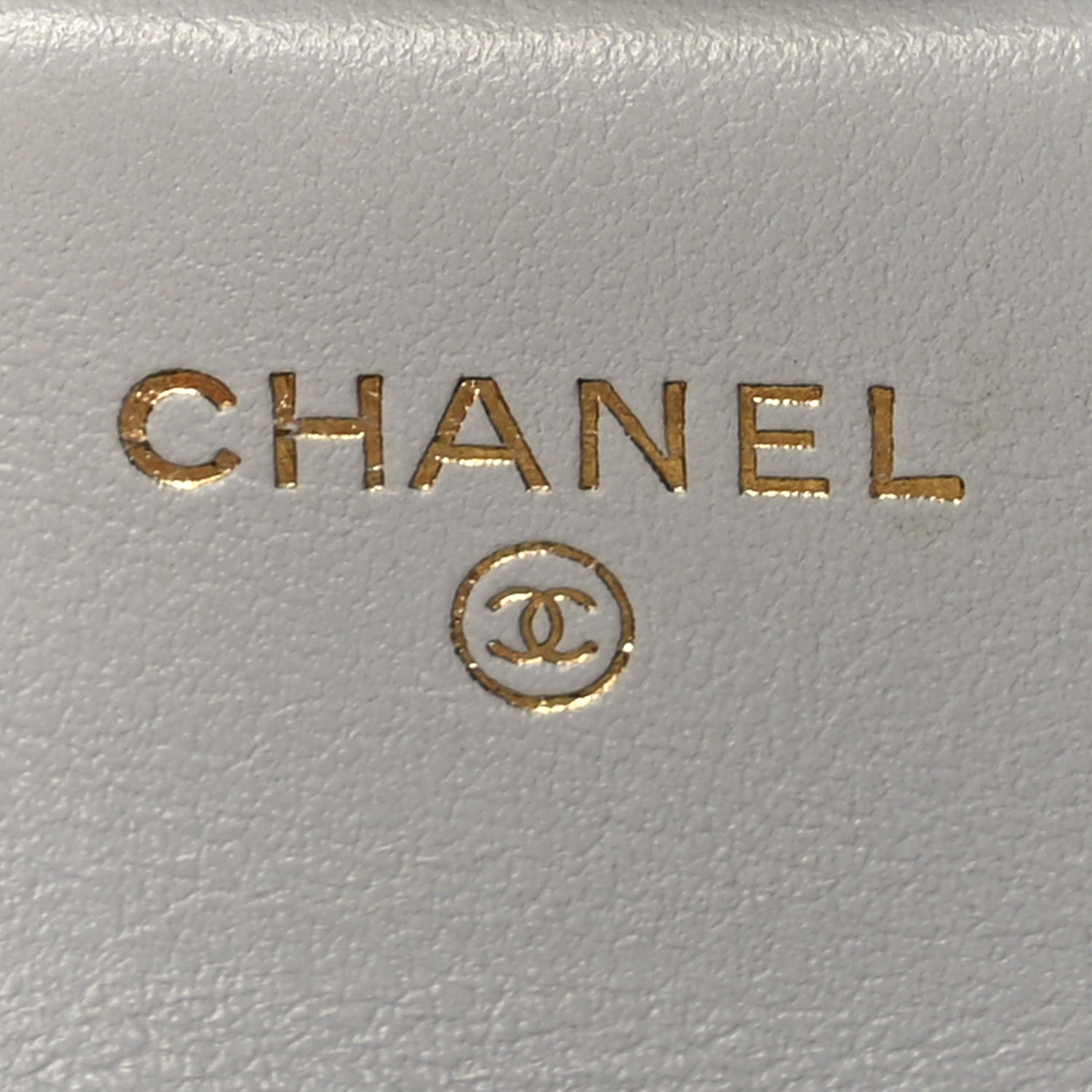Chanel Calfskin Quilted Lady Handle Flap Card Holder With Chain  Grey