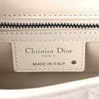 Christian Dior Calfskin Macrocannage Small Dior Caro Bag Ivory