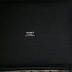 Hermes Swift Toile Borderie H Picotin Lock 18  Noir Ecru Fauve Bleu Zanzibar
