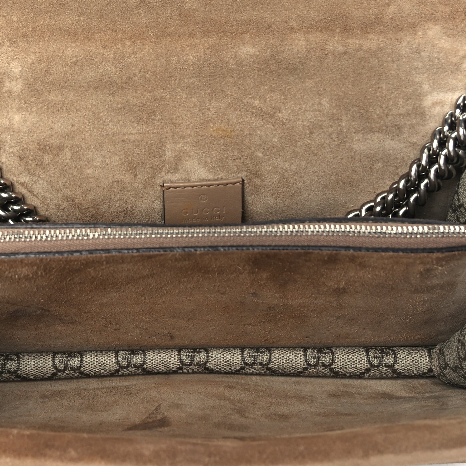 Gucci GG Supreme Monogram Small Dionysus Shoulder Bag  Taupe