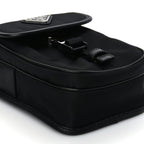 Prada Re-Nylon Saffiano Mini Pocket Single Snap Buckle Messenger Bag Black