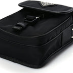 Prada Re-Nylon Saffiano Mini Pocket Single Snap Buckle Messenger Bag Black