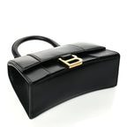 Balenciaga Shiny Box Calfskin Hourglass Top Handle Bag XS Black