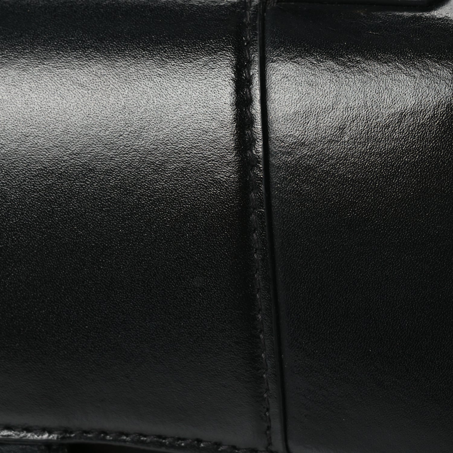 Balenciaga Shiny Box Calfskin Hourglass Top Handle Bag XS Black