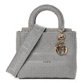 Christian Dior Canvas Embroidered Cannage Lady D-Lite Gray