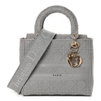 Christian Dior Canvas Embroidered Cannage Lady D-Lite Gray