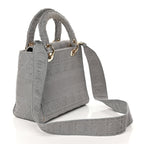 Christian Dior Canvas Embroidered Cannage Lady D-Lite Gray