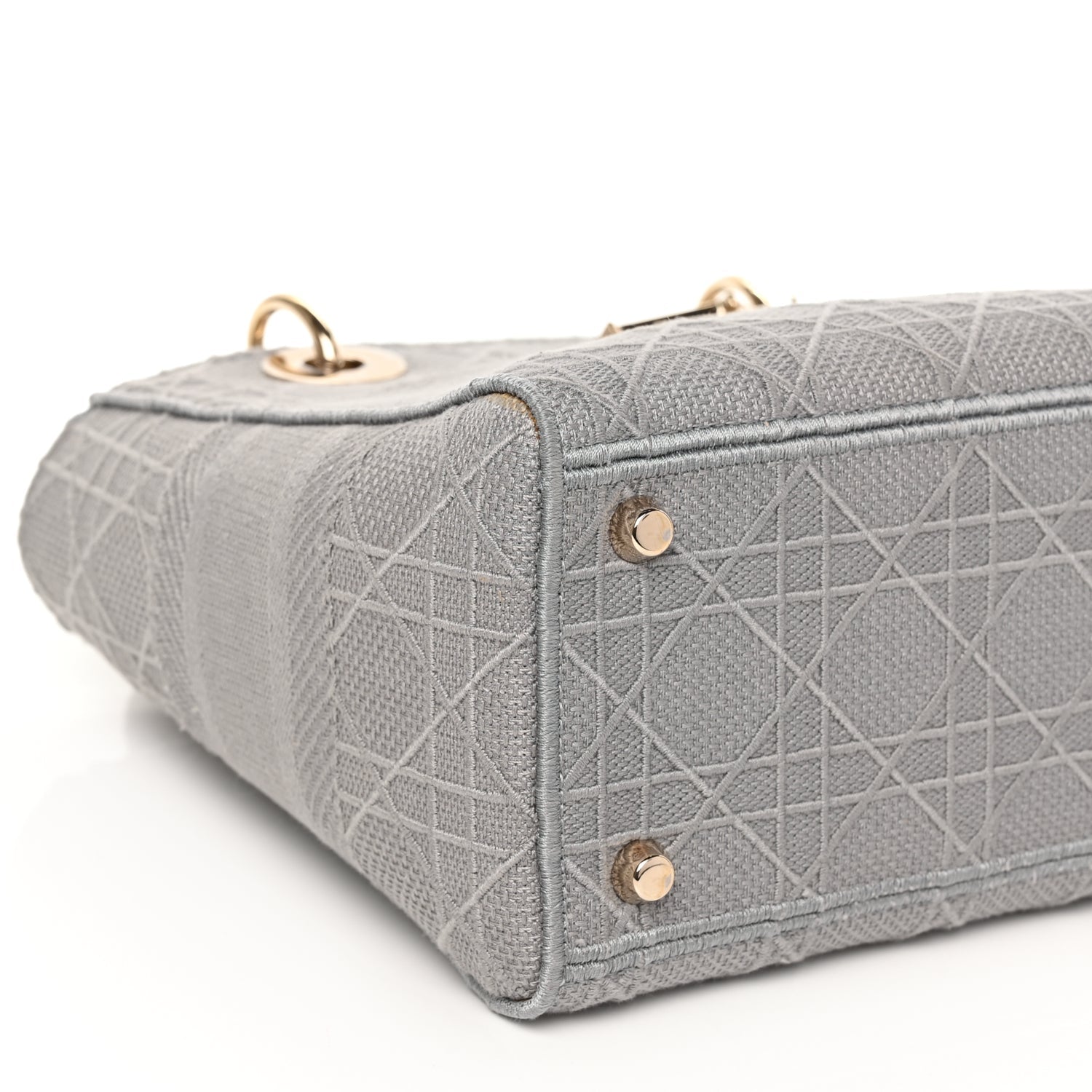 Christian Dior Canvas Embroidered Cannage Lady D-Lite Gray