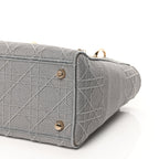 Christian Dior Canvas Embroidered Cannage Lady D-Lite Gray