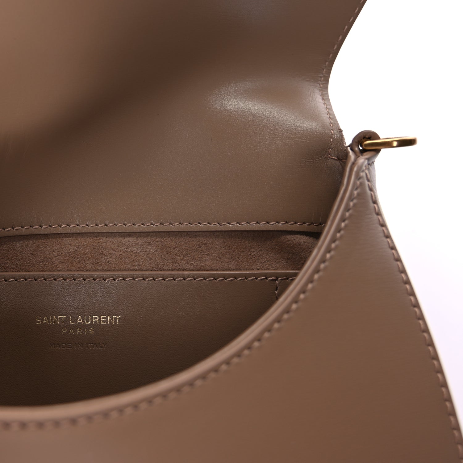 Saint Laurent Box Calfskin Mini Voltaire Top Handle Bag  Dark Toffee