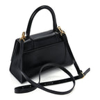 Balenciaga Shiny Box Calfskin Small Hourglass Top Handle Bag  Black
