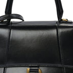 Balenciaga Shiny Box Calfskin Small Hourglass Top Handle Bag  Black