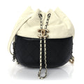 Chanel Aged Calfskin Quilted Small Gabrielle Bucket White Black