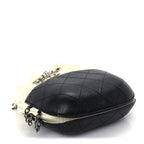 Chanel Aged Calfskin Quilted Small Gabrielle Bucket White Black