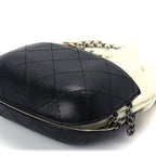 Chanel Aged Calfskin Quilted Small Gabrielle Bucket White Black