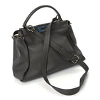 Fendi Vitello Seta Shiny Nappa Medium Peekaboo Iconic Satchel  Carbone Grigio Polvere