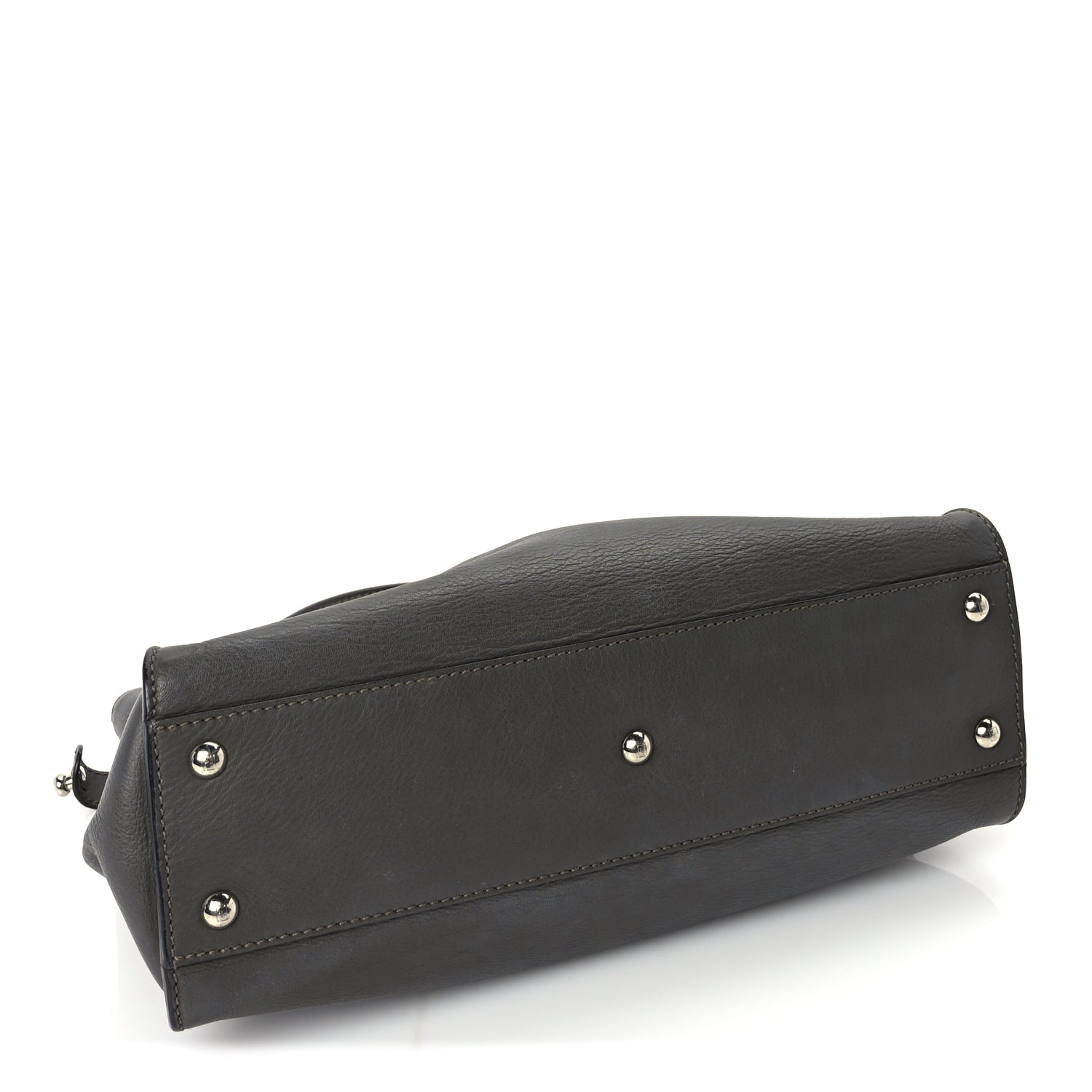 Fendi Vitello Seta Shiny Nappa Medium Peekaboo Iconic Satchel  Carbone Grigio Polvere